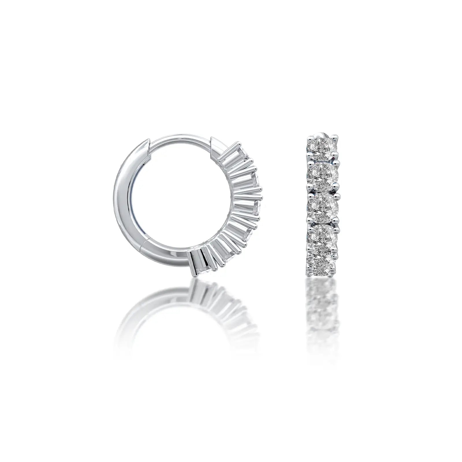 Fortune white gold april birthstone white topaz hoop earrings