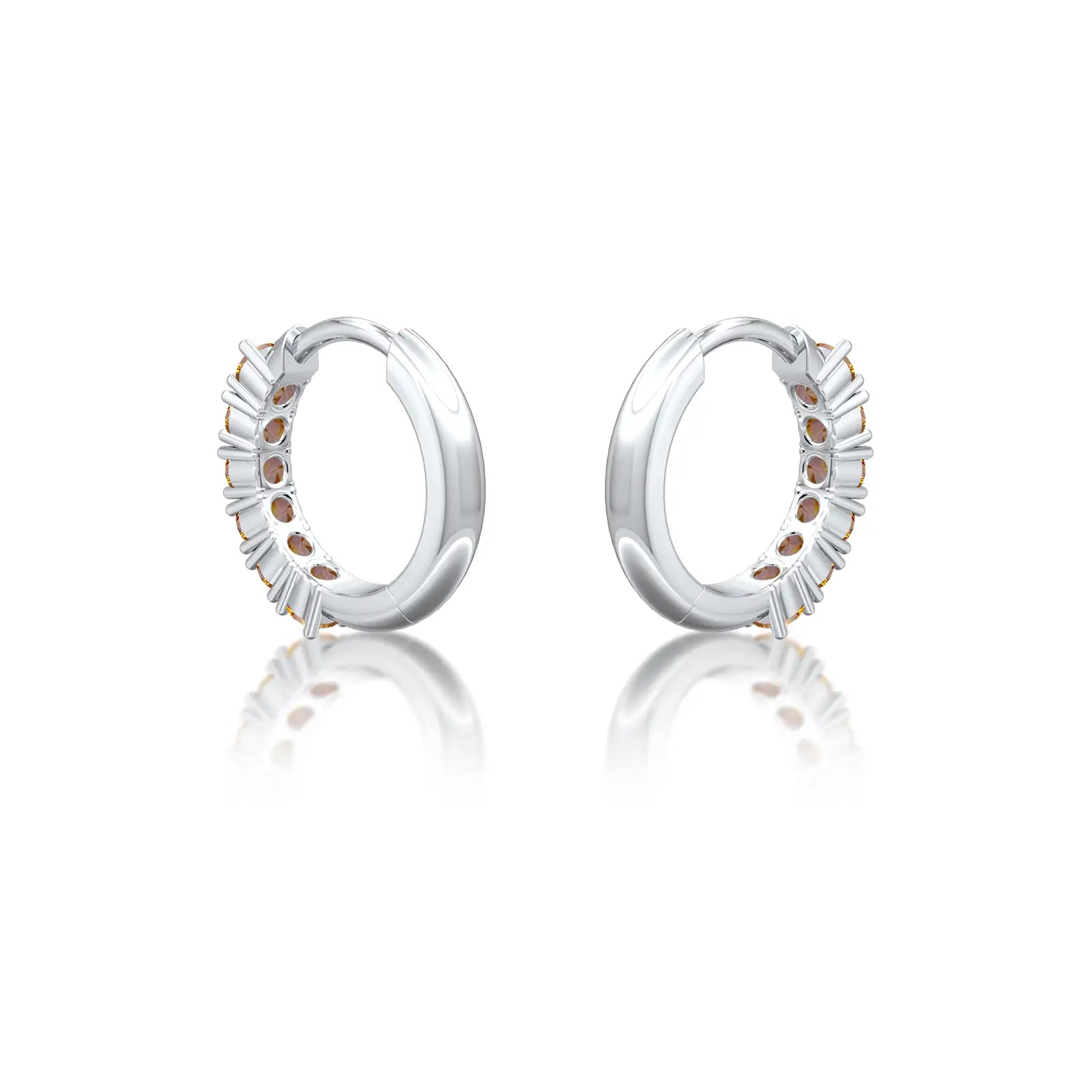 White gold november birthstone citrine hoop earrings for office wear 10 mm