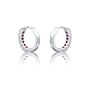 Trendy white gold january birthstone garnet hoop earrings 10 mm
