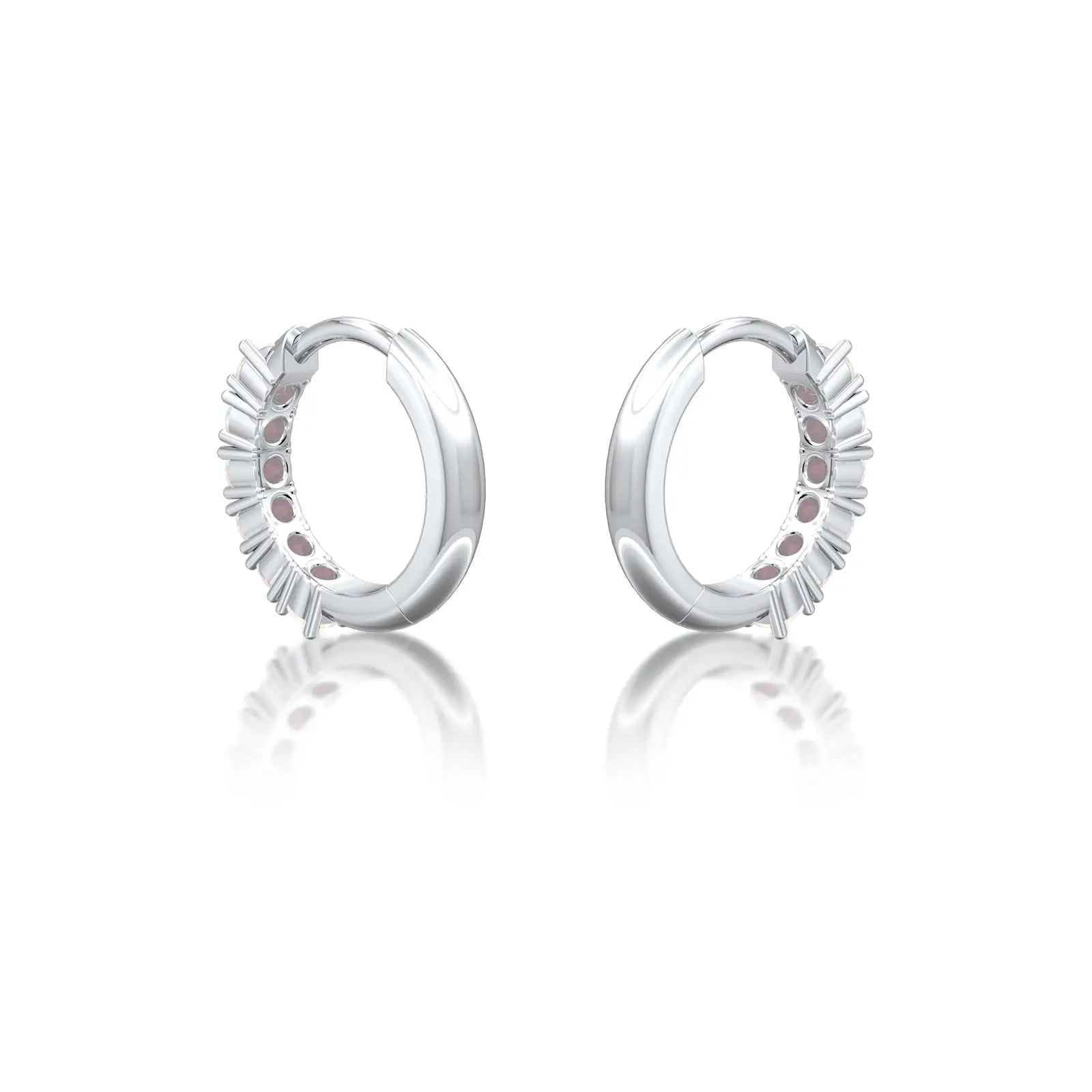 White gold october birthstone opal hoop earrings for office wear