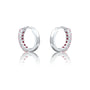 White gold trendy july birthstone opaque ruby hoop earrings