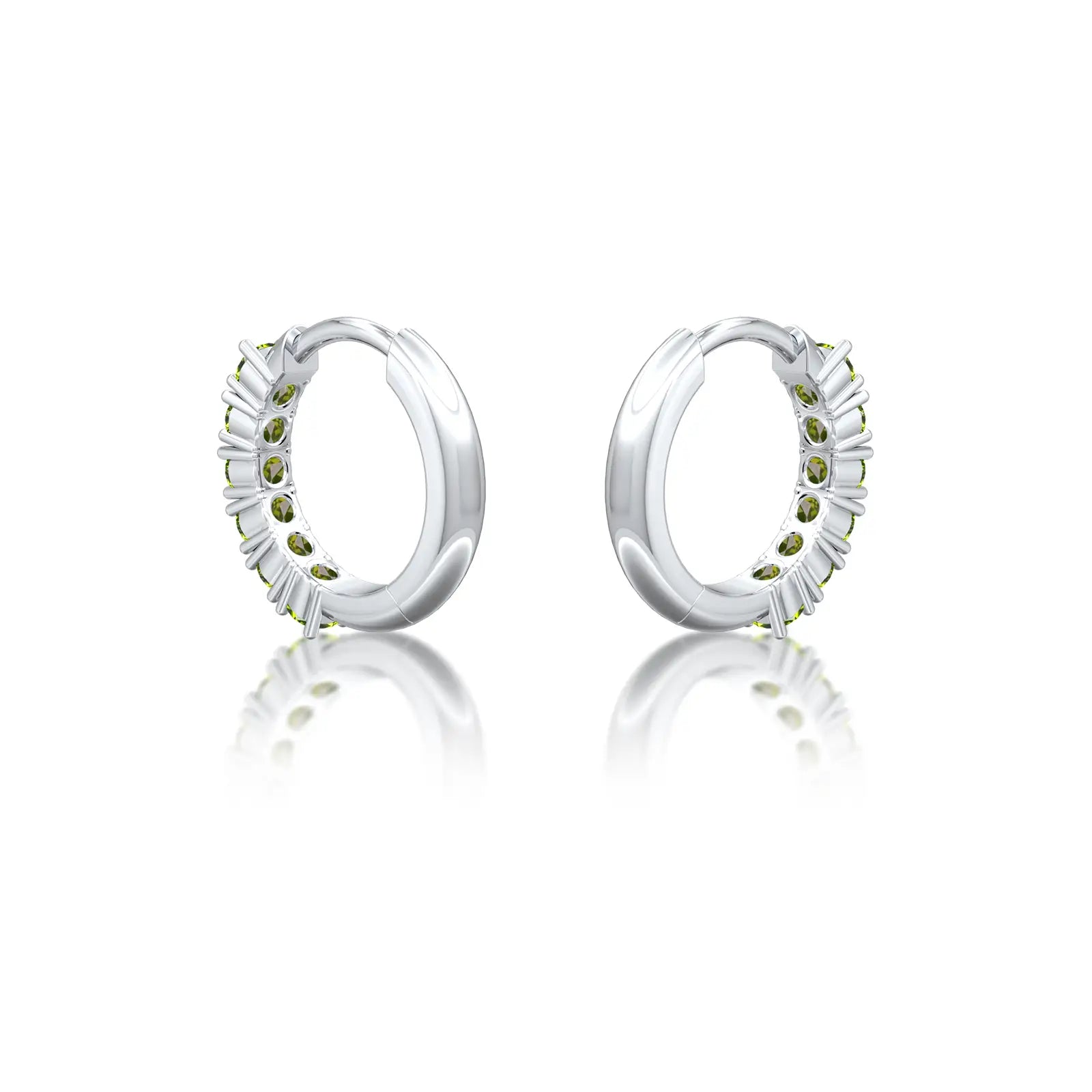 White gold august birthstone peridot hoop earrings for office wear