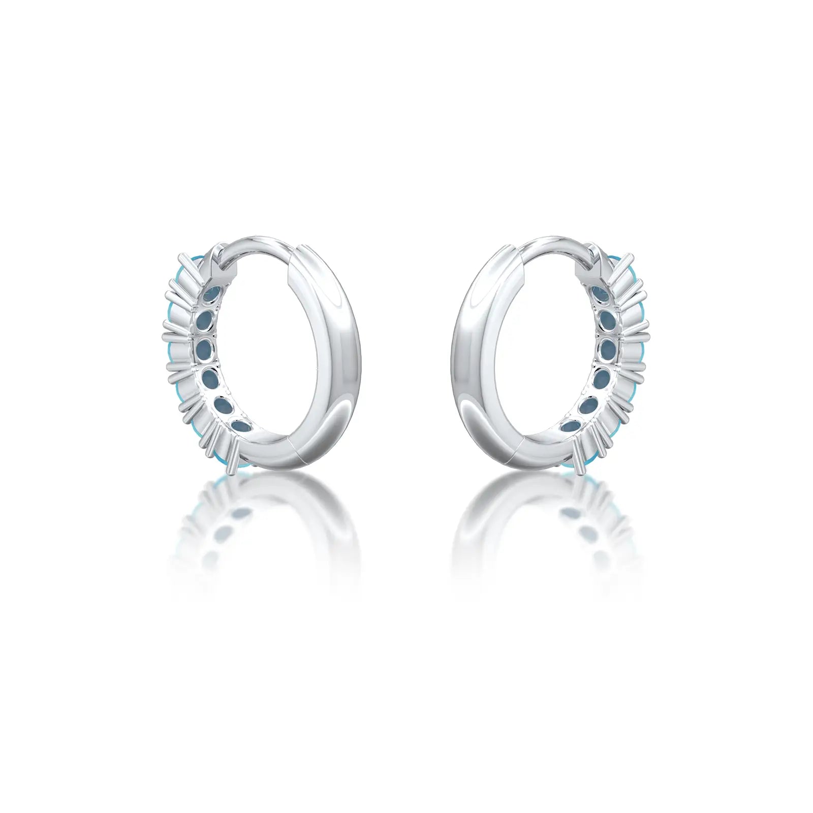 Unique white gold decemeber birthstone turquoise hoop earrings