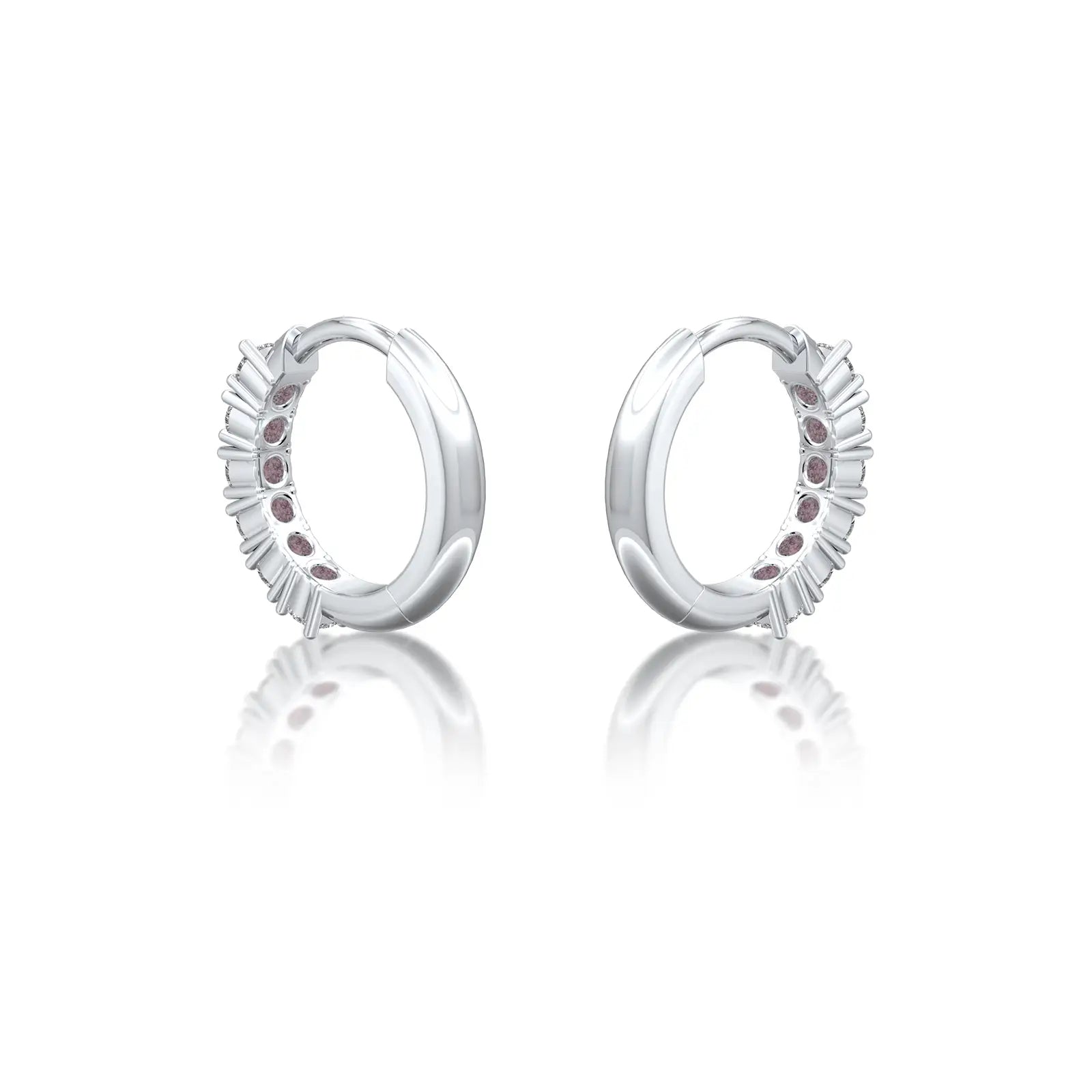 White gold april birthstone white topaz hoop earrings for office wear