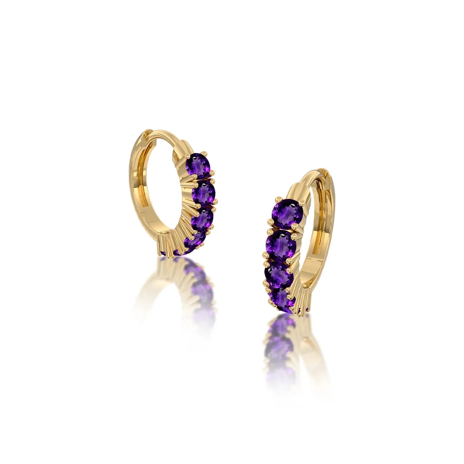 February birthstone amethyst hoop earrings 10 mm