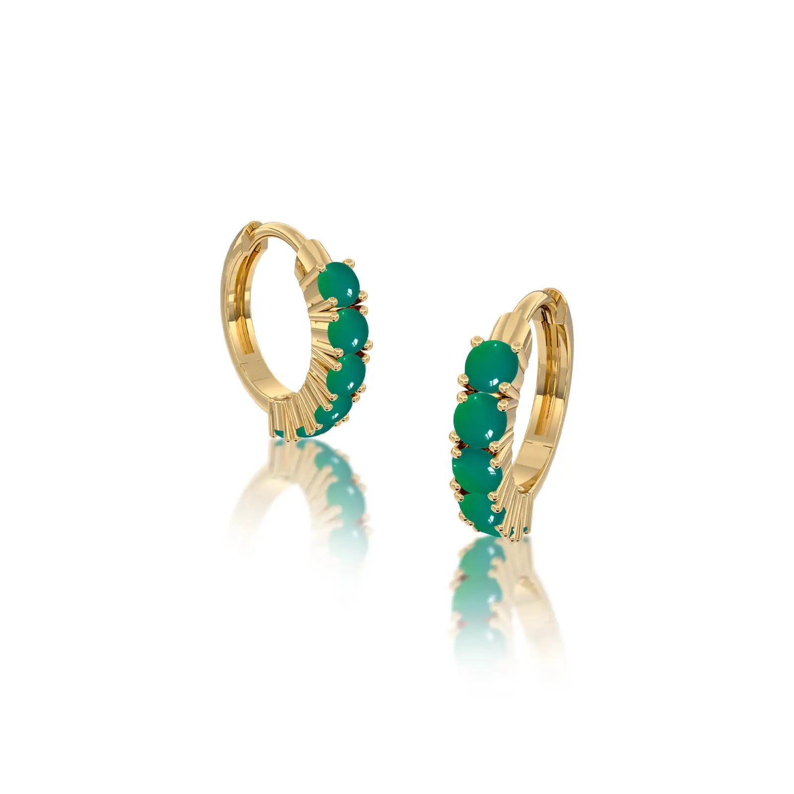 May birthstone green agate hoop earrings