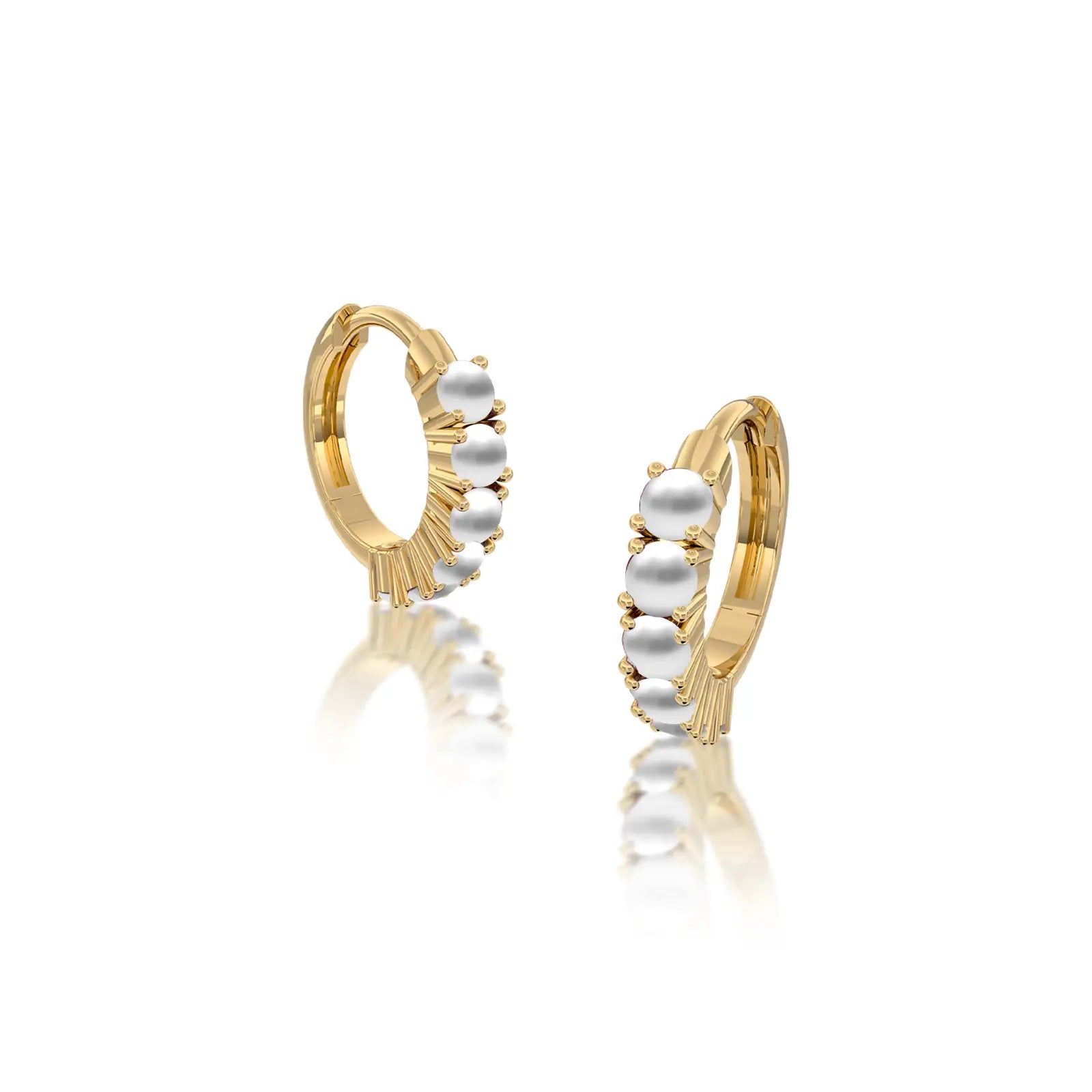 Yellow gold june birthstone mother of pearl hoop earrings
