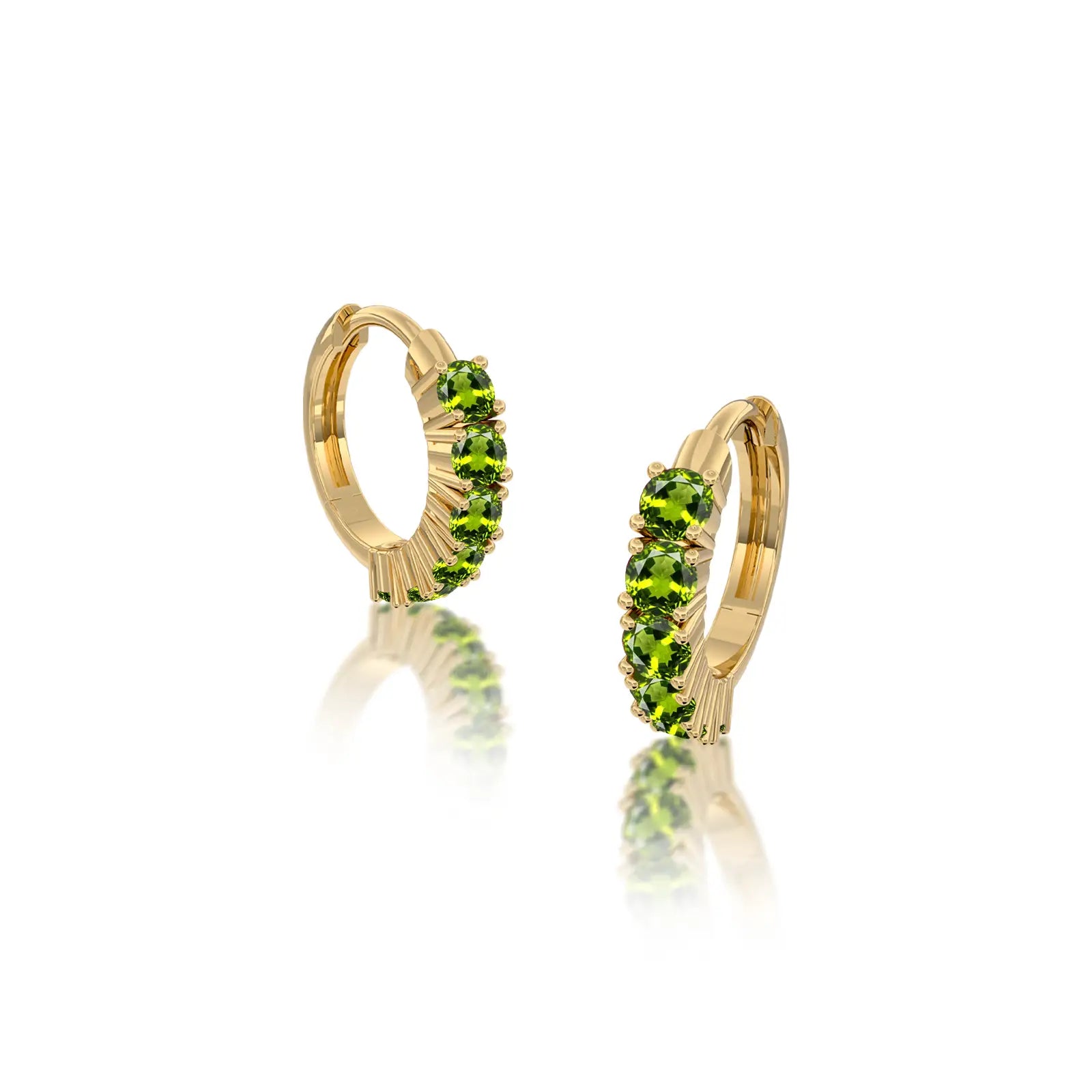 August birthstone peridot hoop earrings