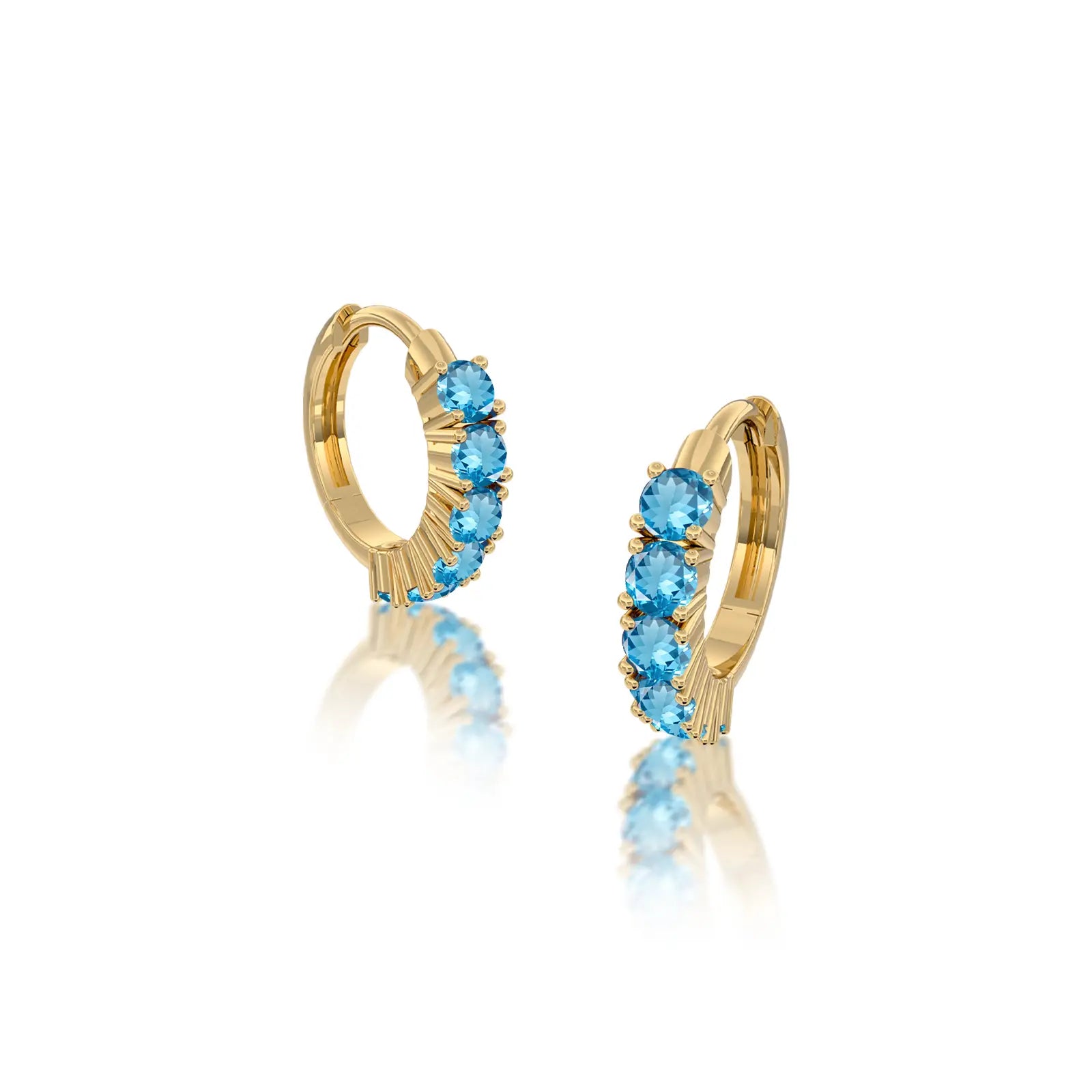 March birthstone swiss blue topaz hoop earrings