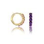 Yellow gold february birthstone amethyst hoop earrings 10 mm