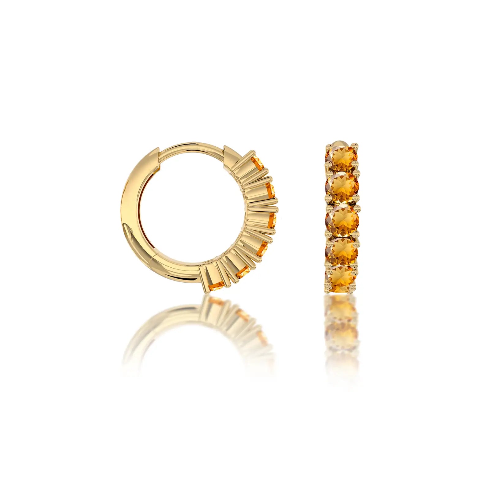Yellow gold november birthstone citrine hoop earrings 10 mm