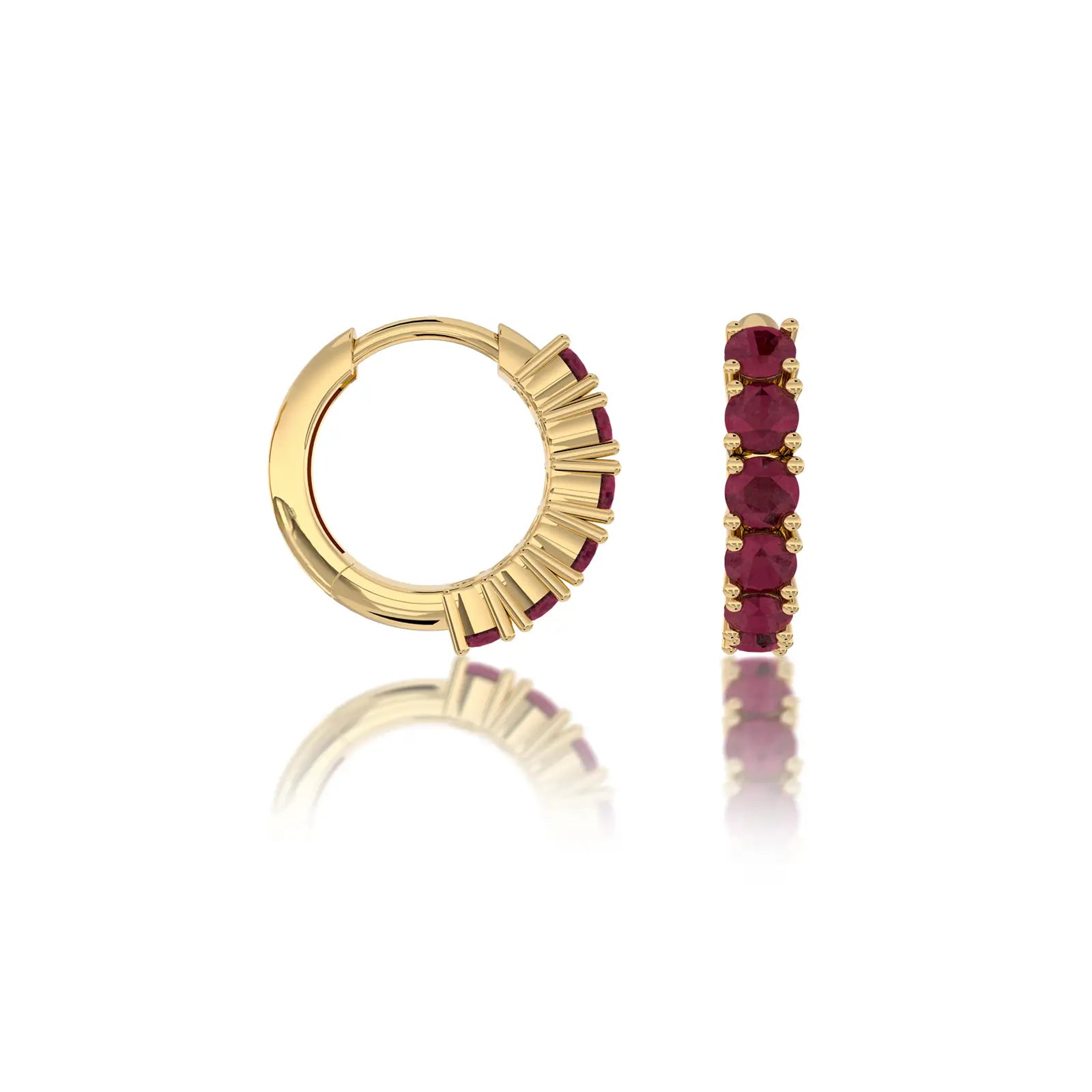 Yellow gold january birthstone garnet hoop earrings_10_mm