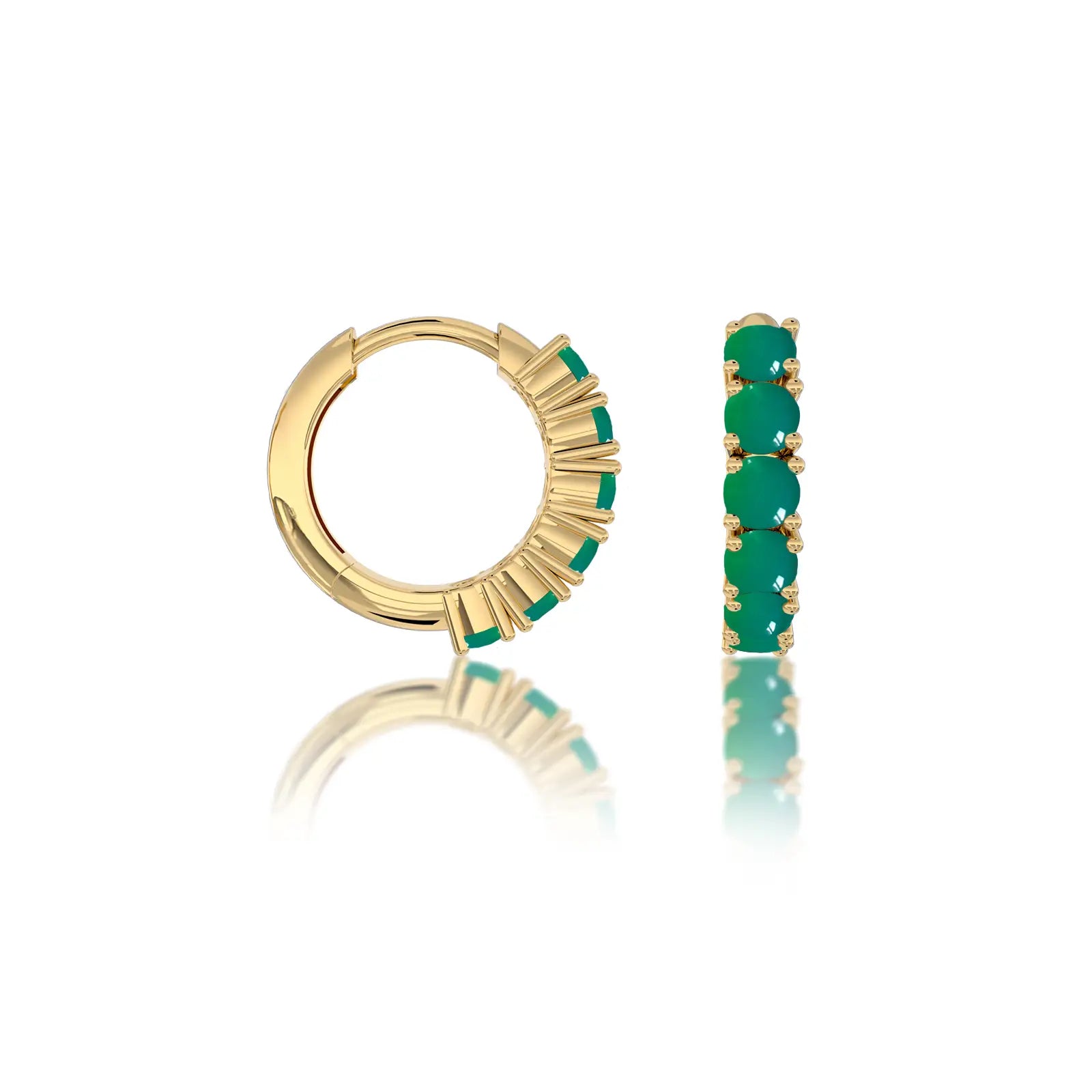 Fortune may birthstone green agate hoop earrings