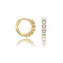 Fortune yellow gold june birthstone mother of pearl hoop earrings
