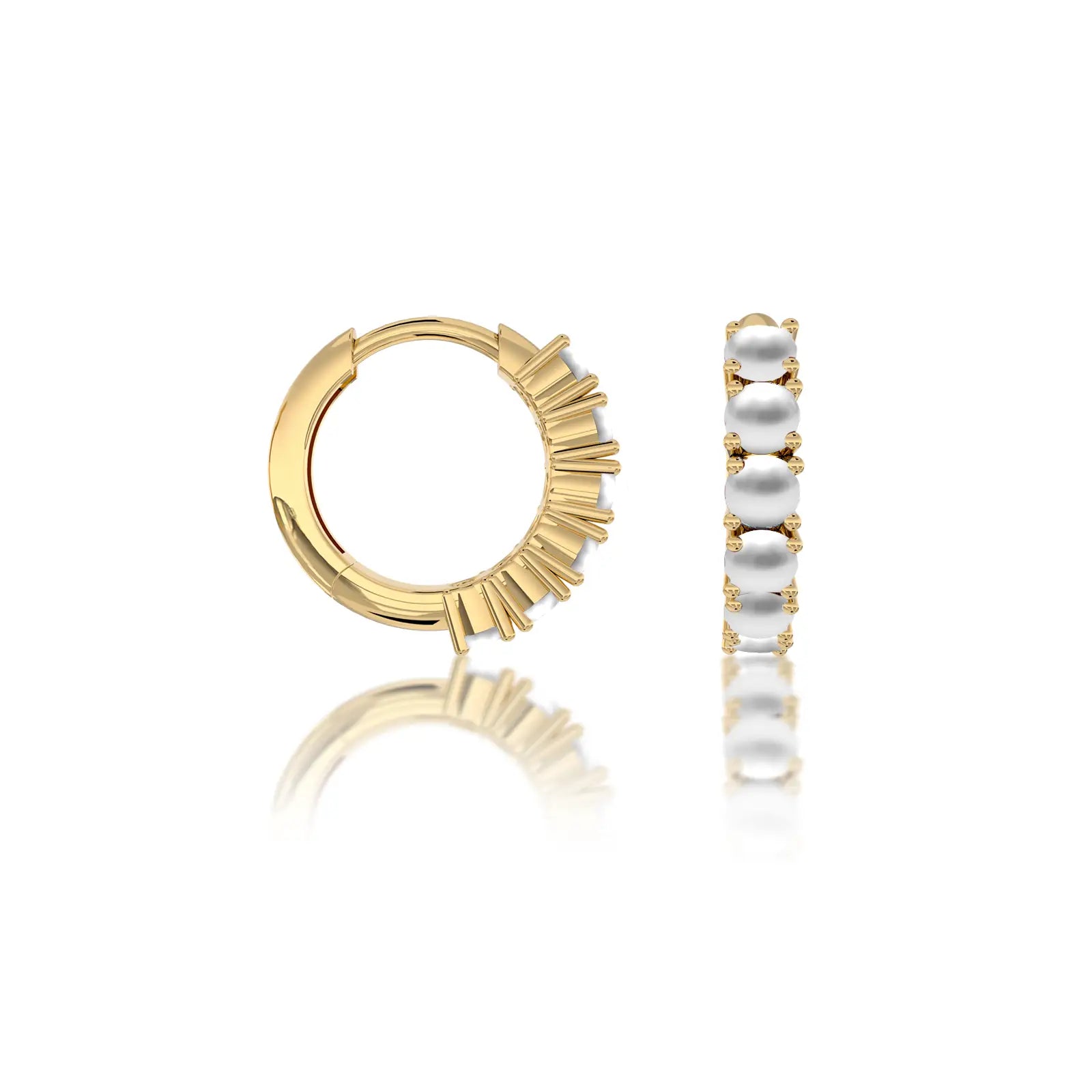 Fortune yellow gold june birthstone mother of pearl hoop earrings
