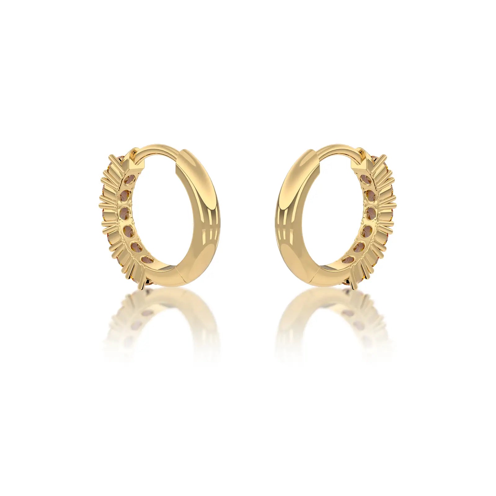 Fortune yellow gold november birthstone citrine hoop earrings 10 mm