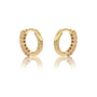 Fortune yellow gold july birthstone opaque ruby hoop earrings