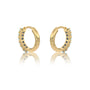 Yellow gold march birthstone swiss blue topaz hoop earrings for office wear