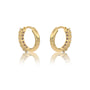 Yellow gold april birthstone white topaz hoop earrings