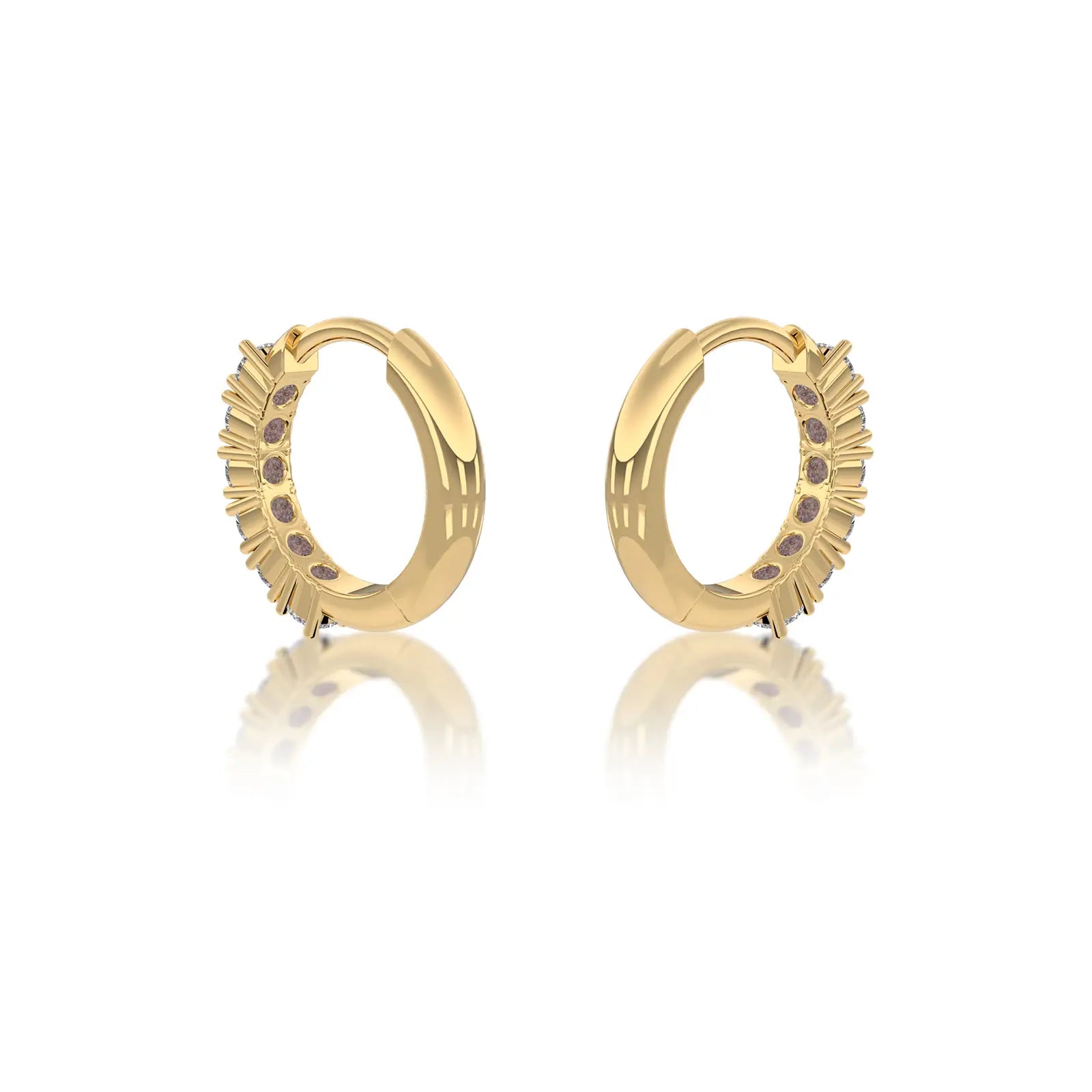 Yellow gold april birthstone white topaz hoop earrings