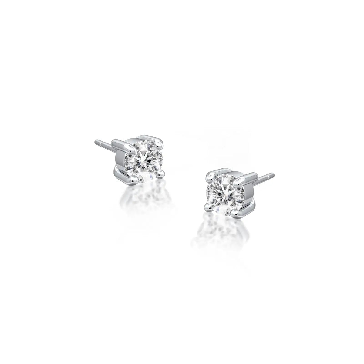 Fortune Jewelry Heng 恒 Round Solitaire Four-Prong Stud Earrings a stylish essential for everyday office wear.
