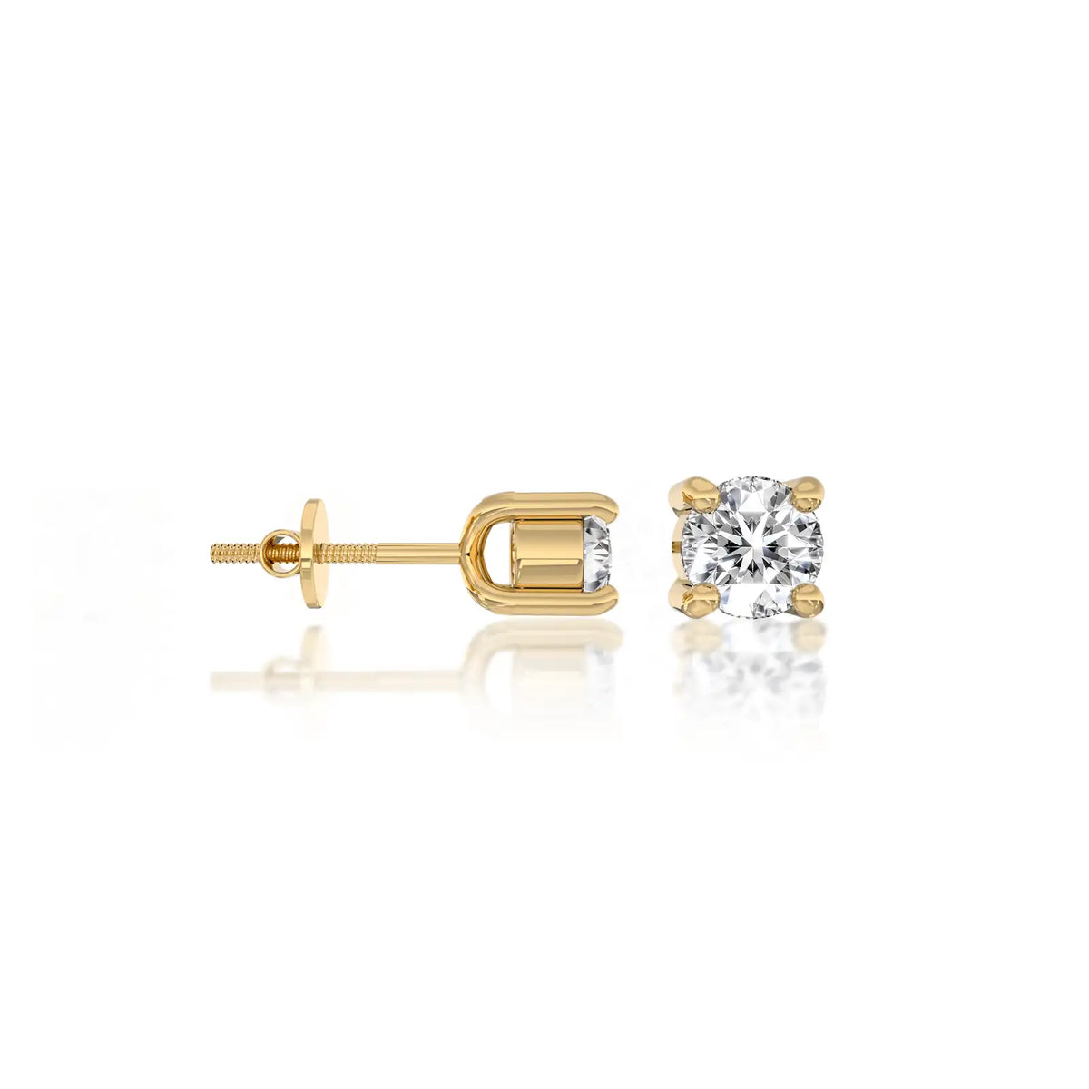 Front view of the Heng 恒 round solitaire diamond studs by Fortune Jewelry, radiating timeless brilliance.