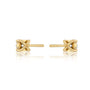 Back angle detail of the Heng 恒 stud earrings, showing precise four-prong construction.