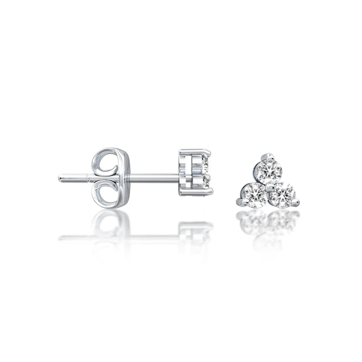 Fortune Jewelry's San 三 stud earrings feature a secure push back closure for everyday comfort.