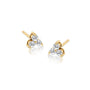 Straight-on view of the San 三 blossom cluster studs, capturing their delicate, sparkling detail.