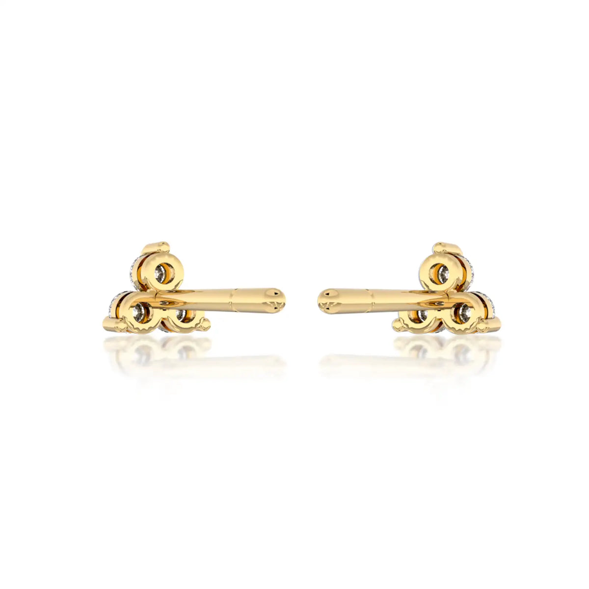 Fortune Jewelry's San 三 diamond blossom earrings back view, showcasing beautiful attention to detail.