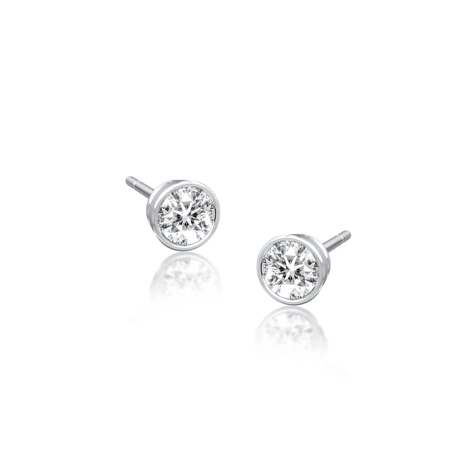 Yuan 圆 Diamond Bezel Solitaire Stud Earrings  a beautiful choice for elegant daily wear.
