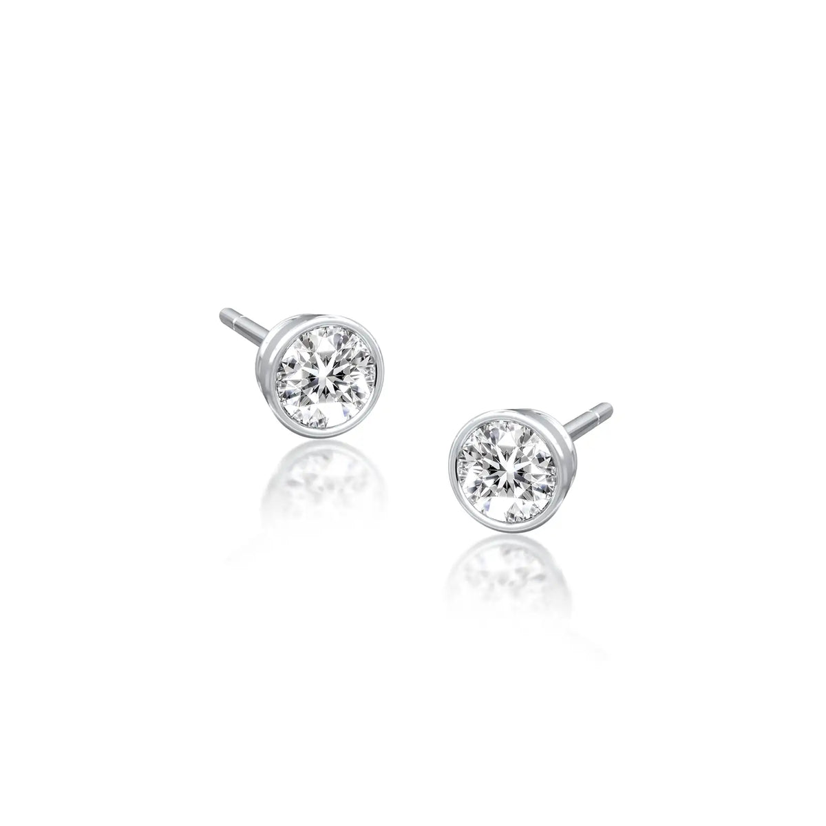Yuan 圆 Diamond Bezel Solitaire Stud Earrings  a beautiful choice for elegant daily wear.