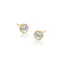 Straight-on view of the Yuan 圆 bezel studs, capturing their trendy, princess-worthy sparkle.
