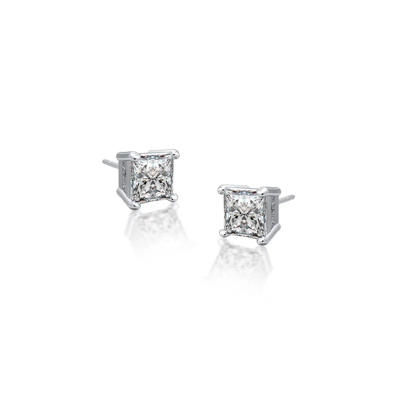 Fortune Jewellery Stylish Princess Cut Diamond Studs for Daily Wear