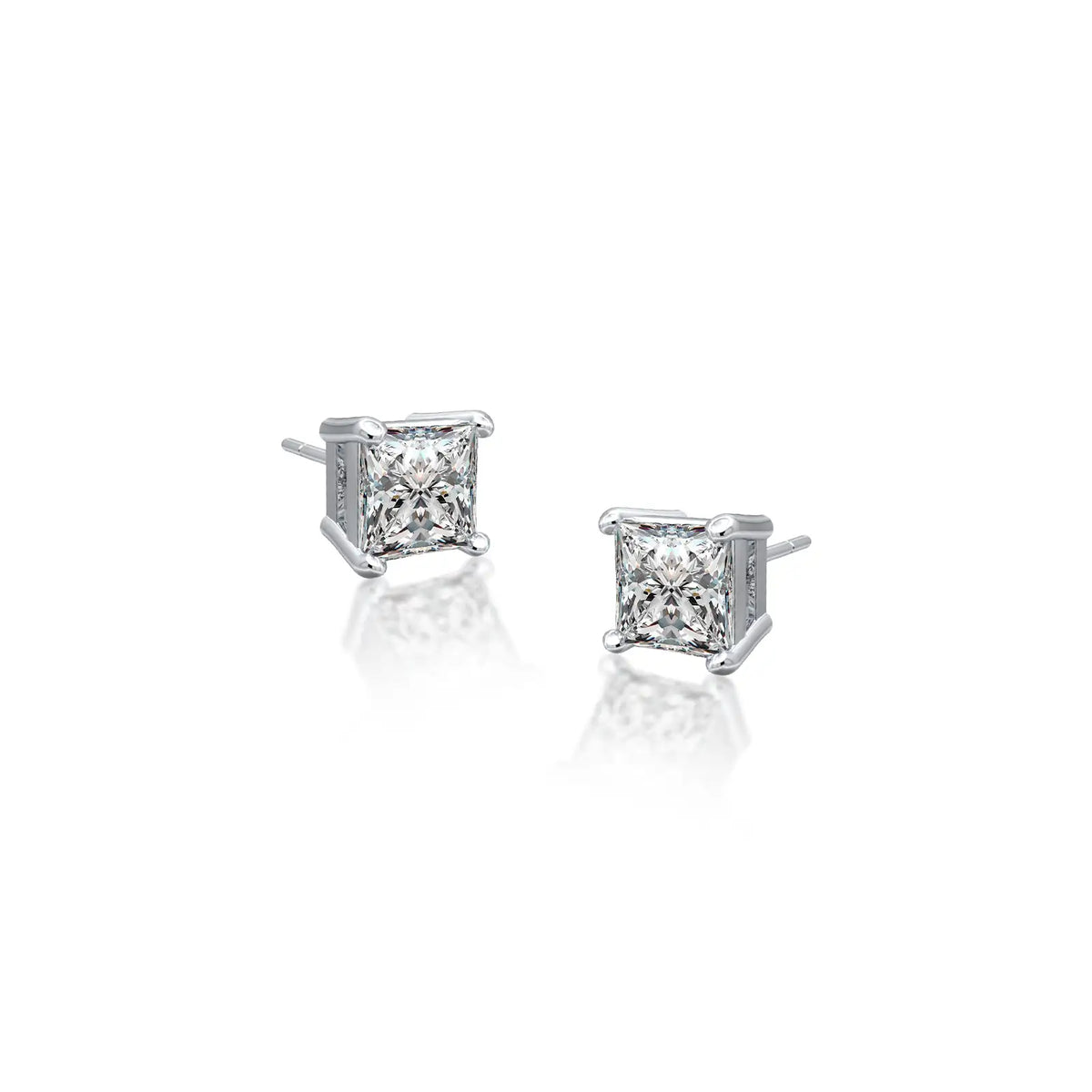 Fortune Jewellery Stylish Princess Cut Diamond Studs for Daily Wear