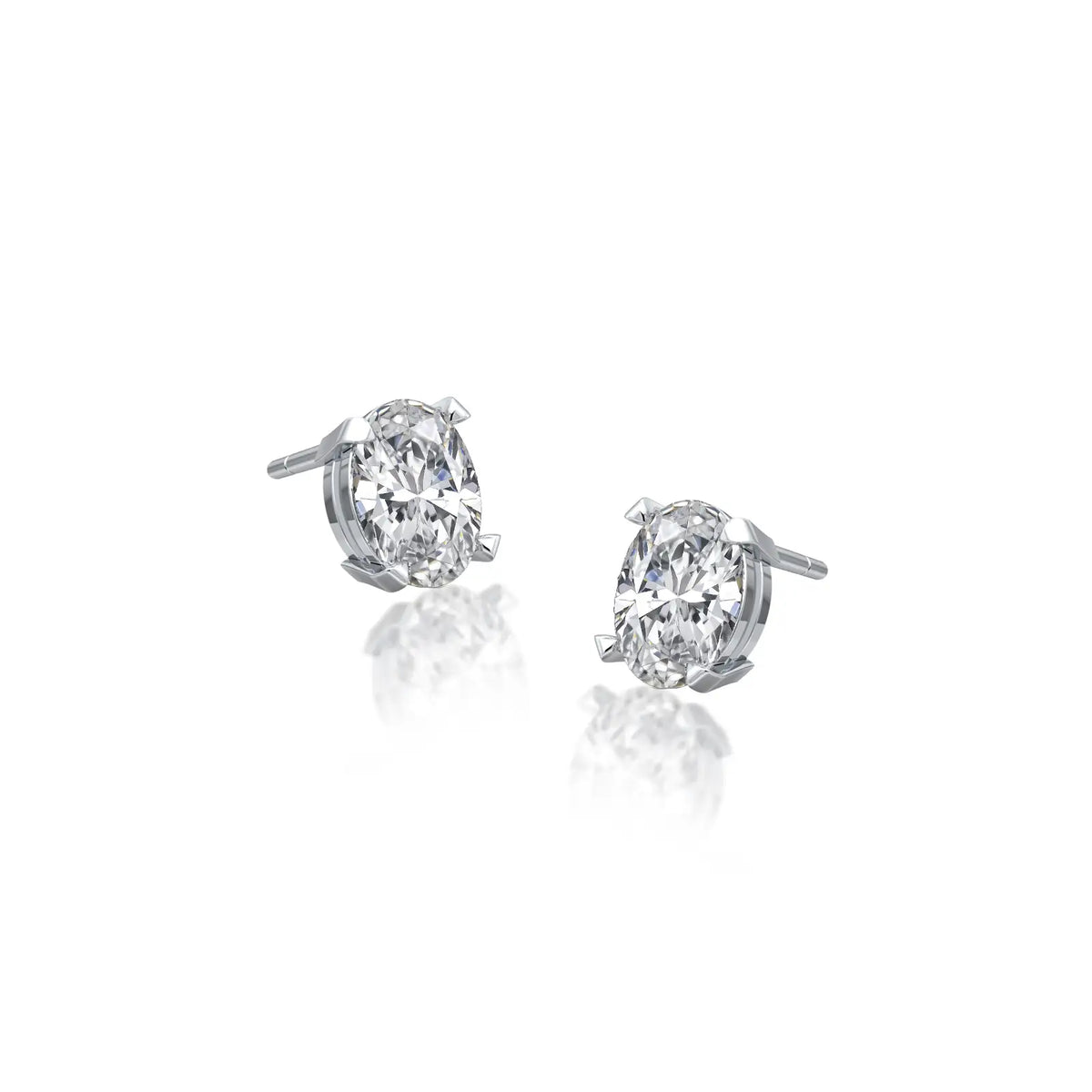 Oval Diamond Solitaire Stud Earrings for daily wear by Fortune Jewellery