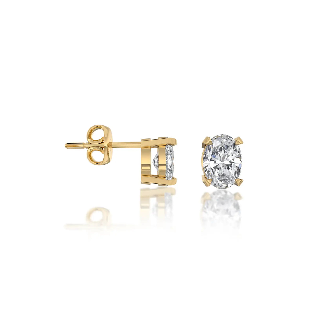 Dan Oval Diamond Stud Earrings with Push Back for everyday wear by Fortune Jewellery