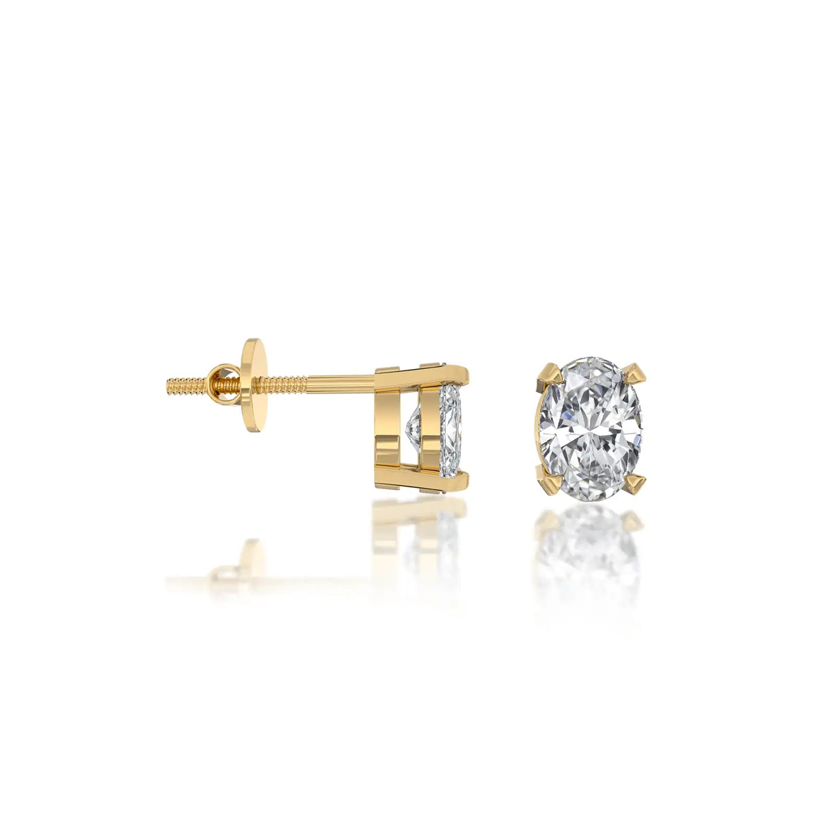 Dan Oval Diamond Stud Earrings with Screw Back for daily sparkle by Fortune Jewellery