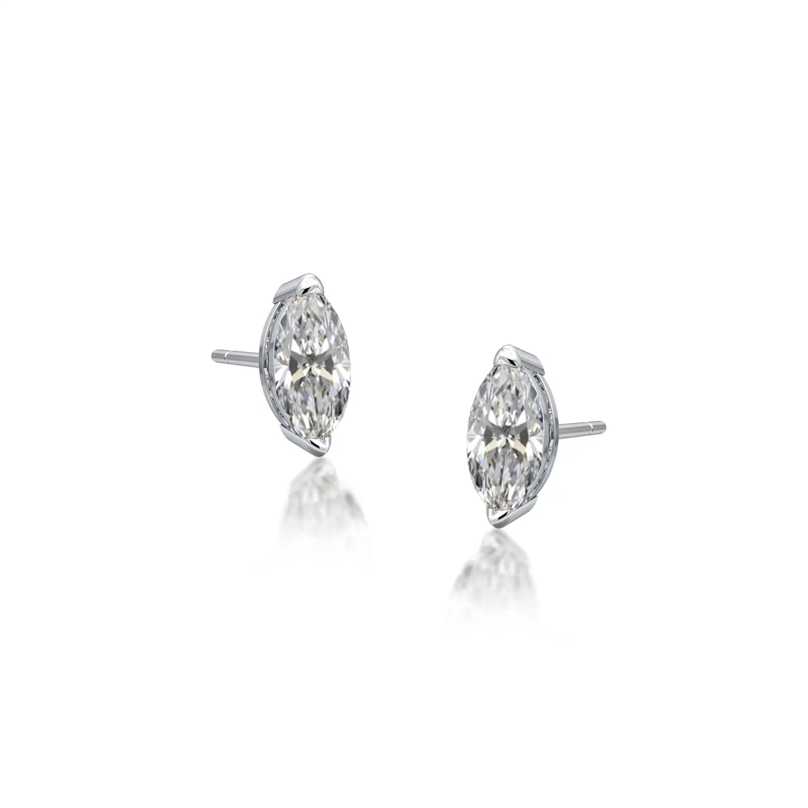 Xian Marquise Solitaire Stud Earrings - Elegant sparkle for daily wear by Fortune Jewellery
