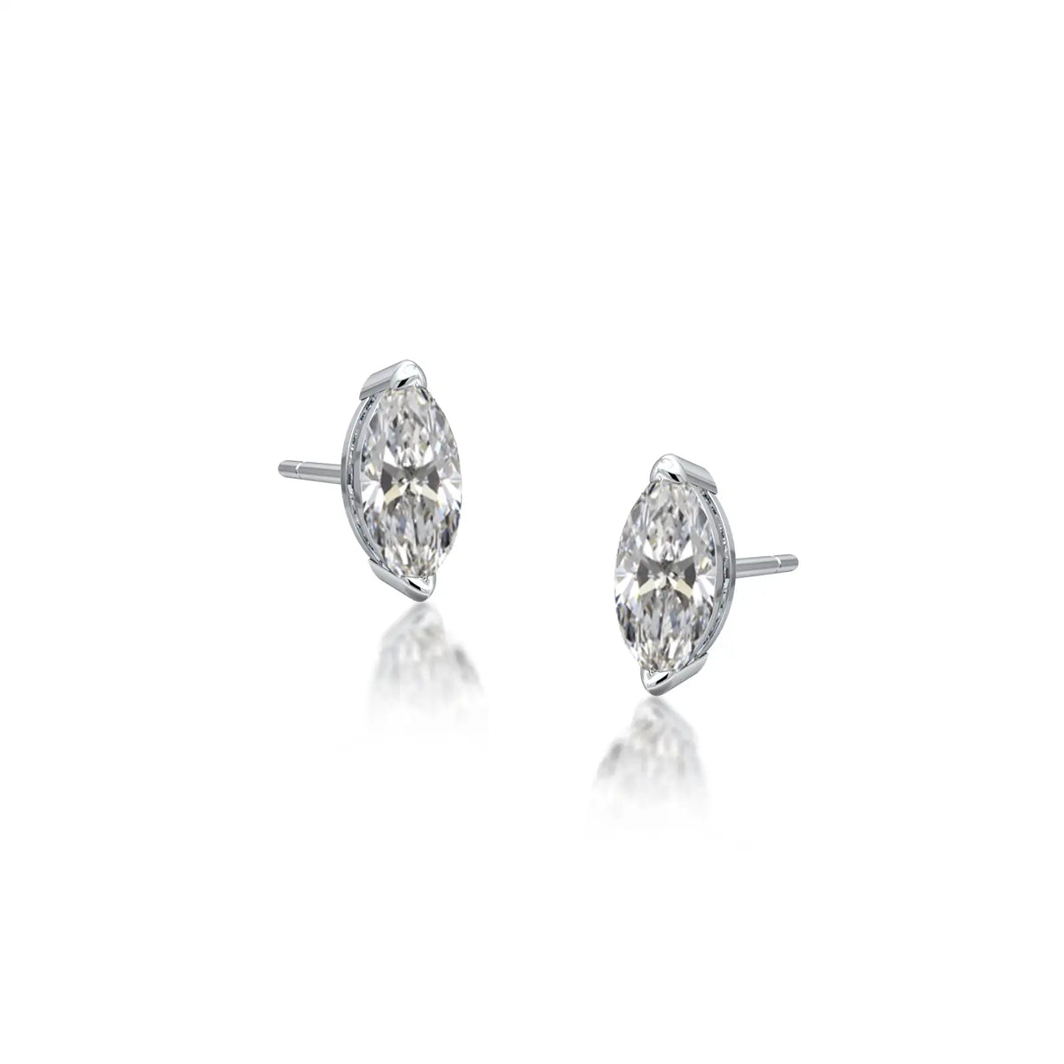 Xian Marquise Solitaire Stud Earrings - Elegant sparkle for daily wear by Fortune Jewellery