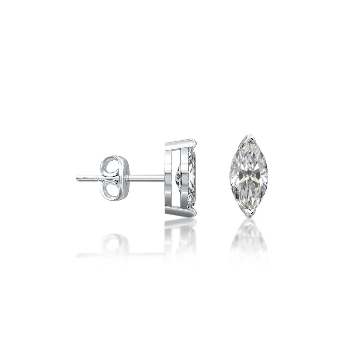 Xian Marquise Diamond Studs with Push Back Screw-Secure sparkle for daily elegance by Fortune Jewellery