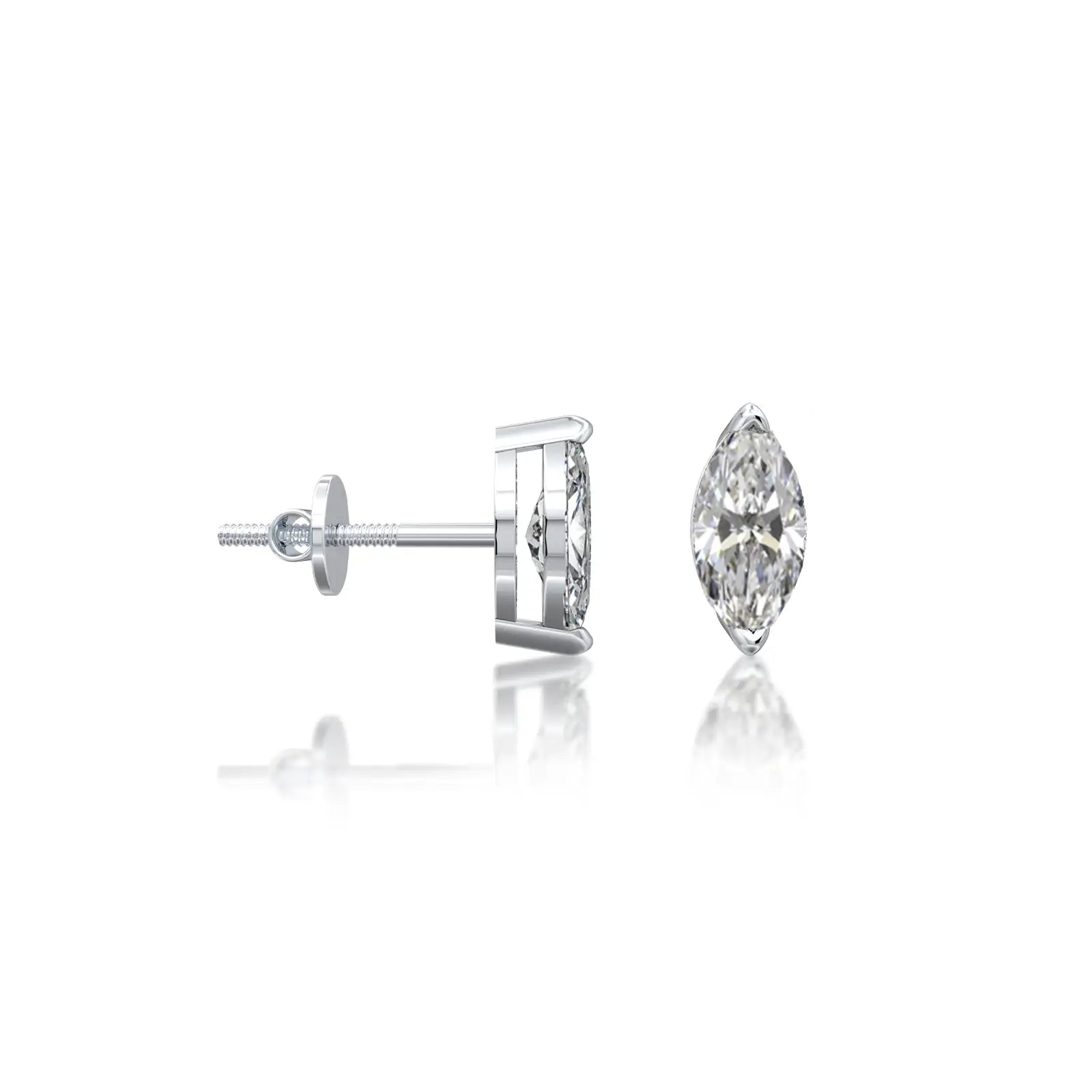 Xian Marquise Diamond Studs with Chinese Screw-Secure shine for office wear by Fortune Jewellery