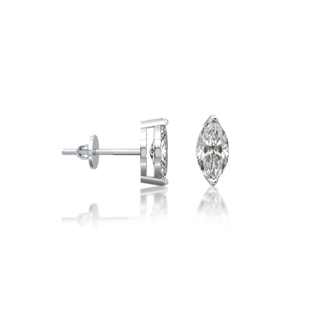 Xian Marquise Diamond Studs with Chinese Screw-Secure shine for office wear by Fortune Jewellery