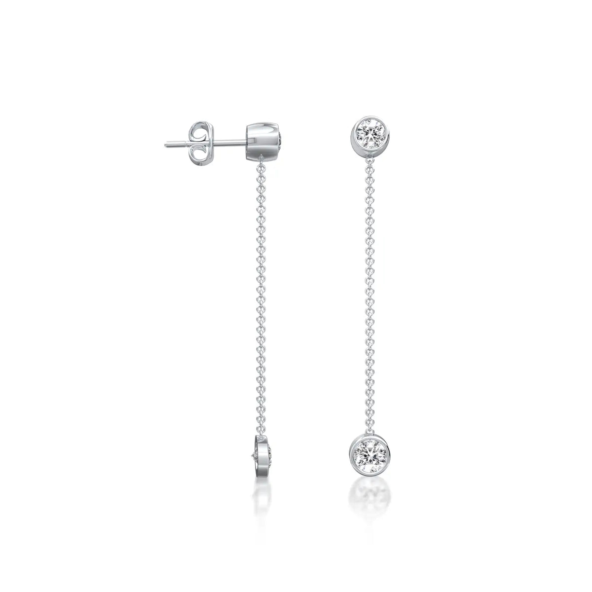 White gold liu 流 diamond chain drop earrings
