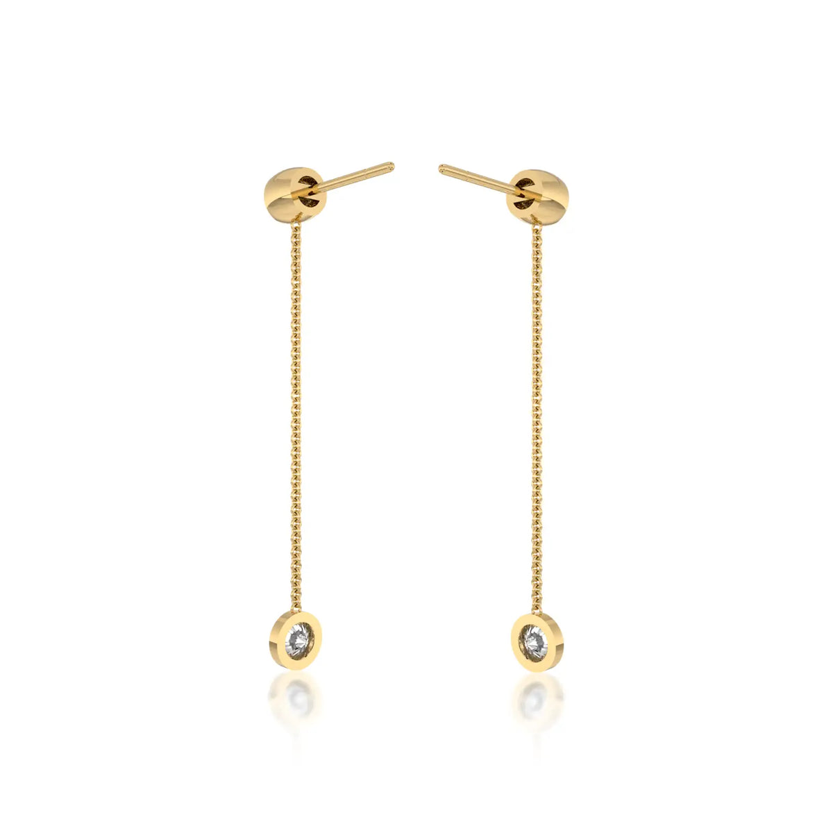Yellow gold fancy liu 流 diamond chain drop earrings for office wear
