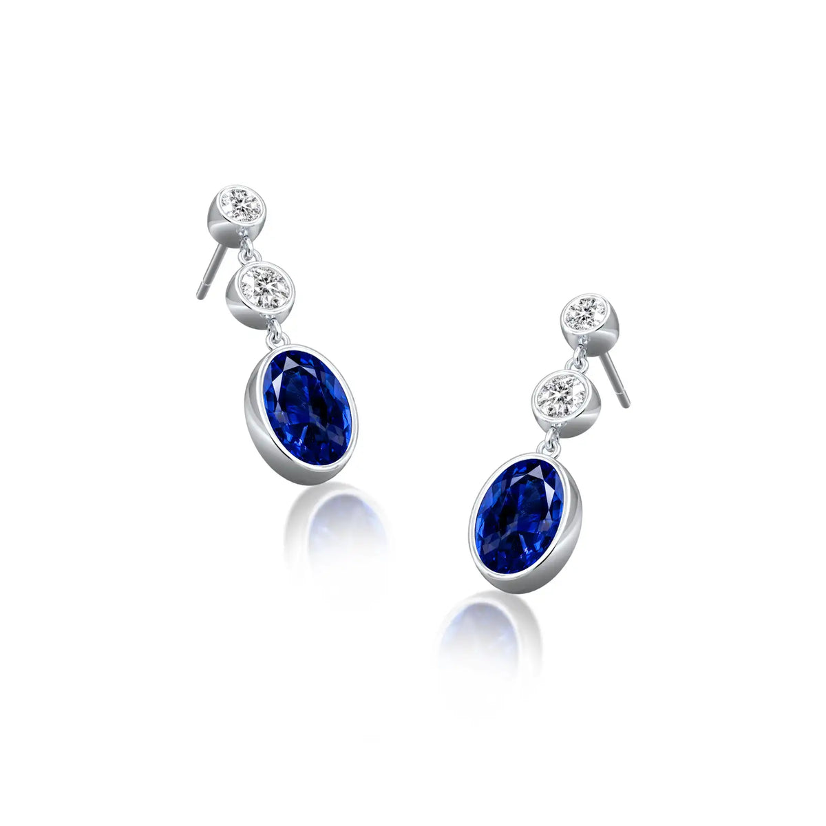 Lan Oval Sapphire Tiered Drop Earrings – Elegant sparkle for evening wear by Fortune Jewellery