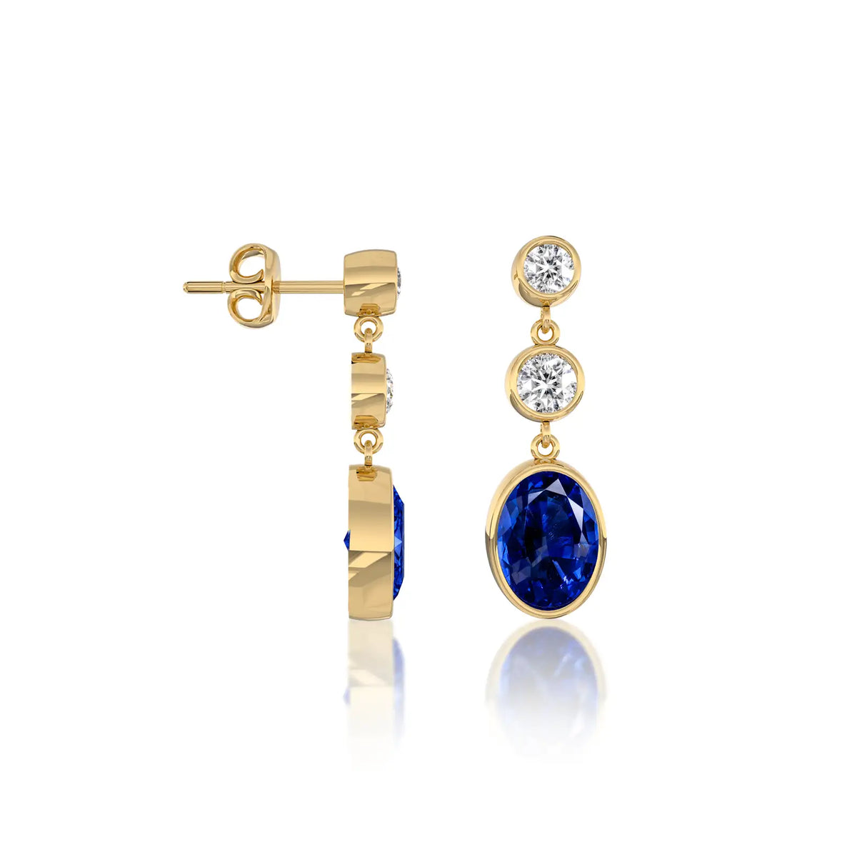 Lan Sapphire Tiered Studs,Bold elegant shine for confident women by Fortune Jewellery