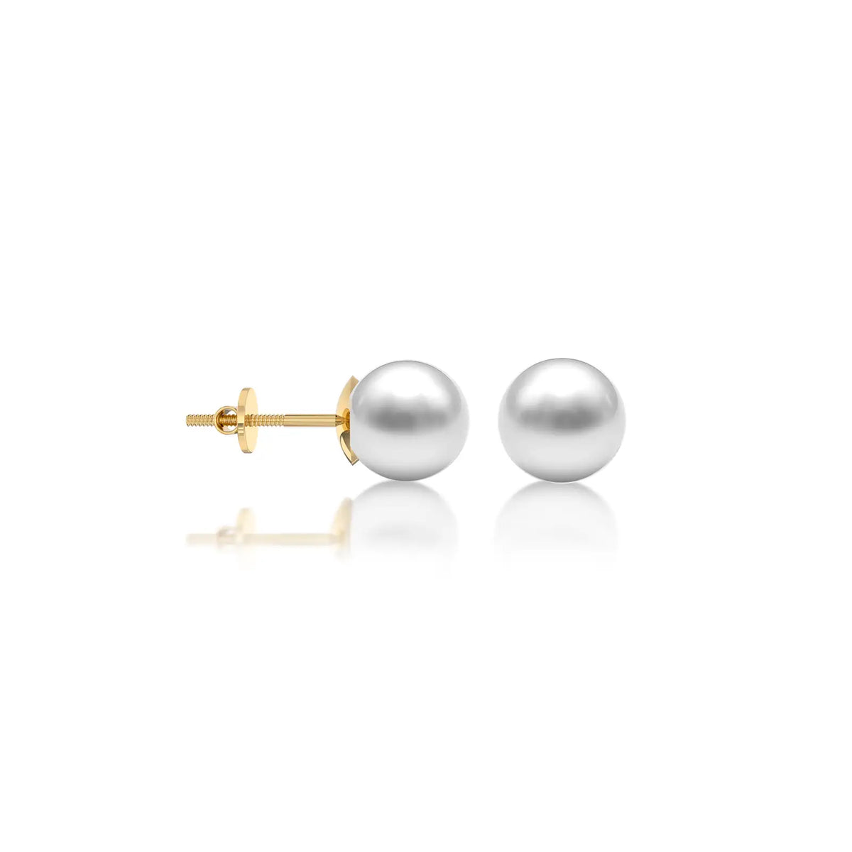 Zhen Pearl Solitaire Earrings with Chinese Screw-Secure elegant shine by Fortune Jewellery