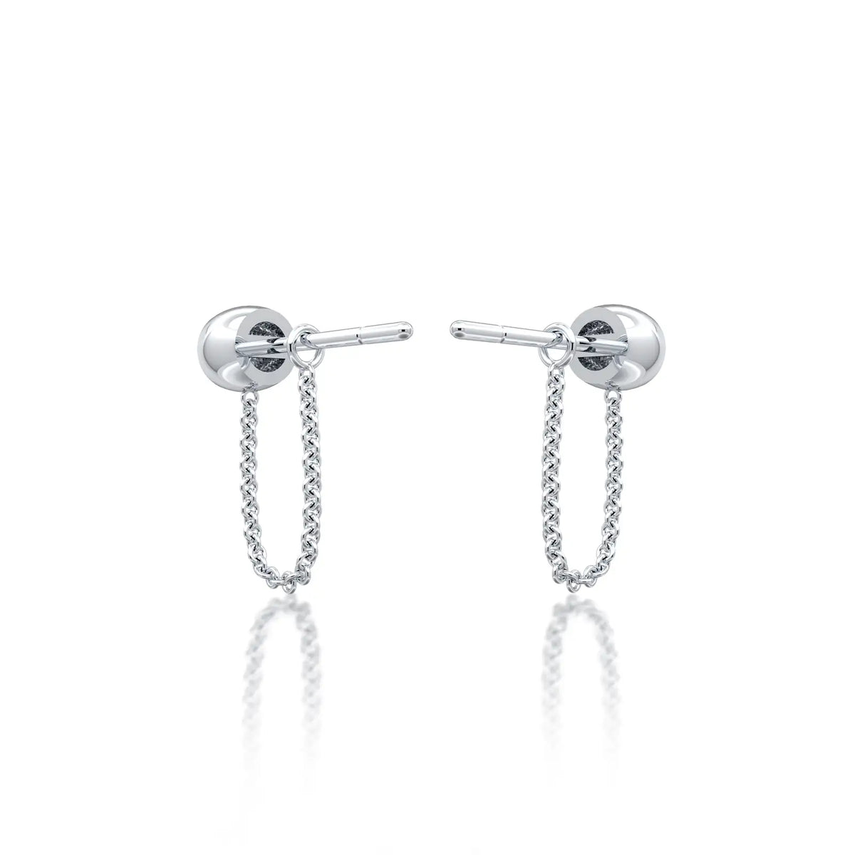 Chuan 串 diamond bezel chain loop stud earring for office wear