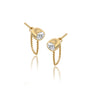 Yellow gold chuan 串 diamond bezel chain loop stud earring